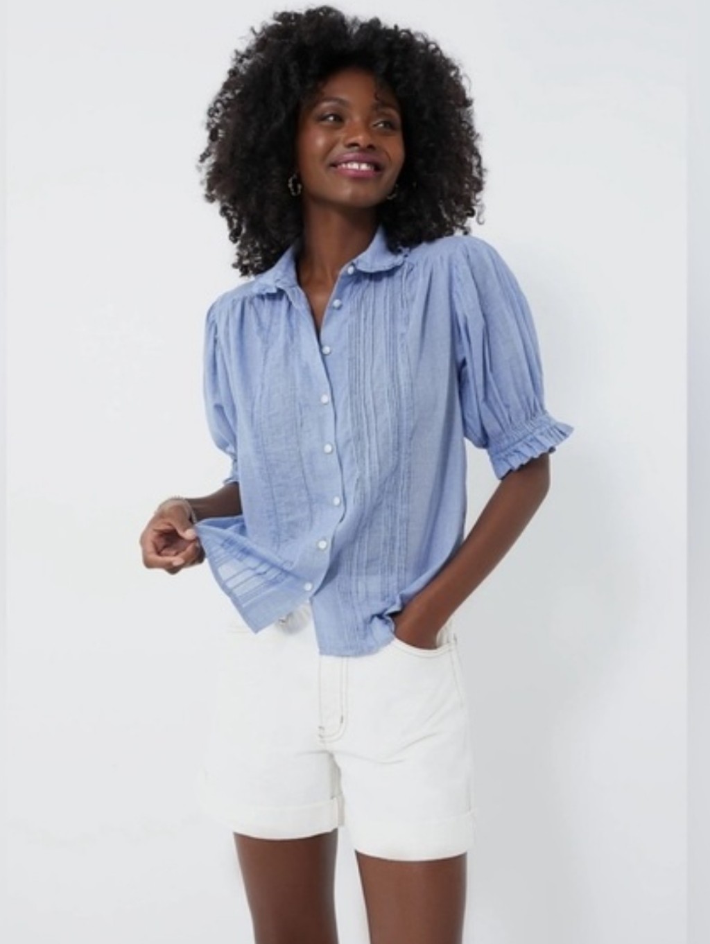 New Trovata Birds Of Paradis Gemma Houndstooth Lightweight Top Medium Blue